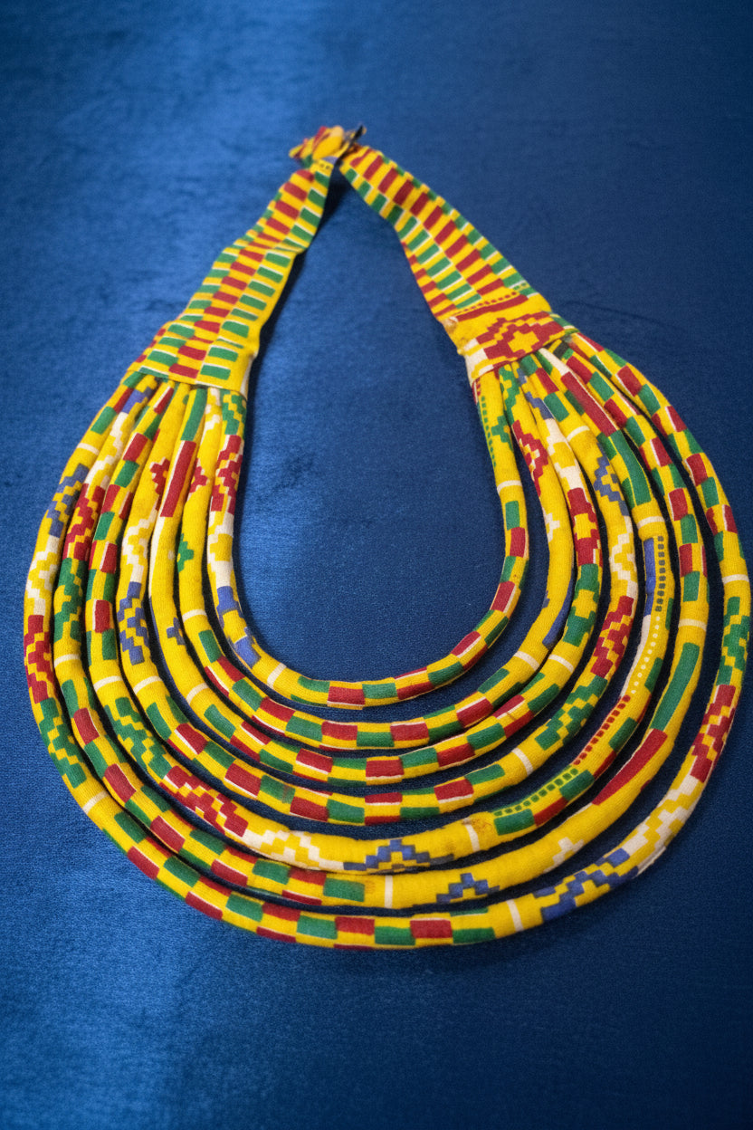 African Fabric Hanging Necklace