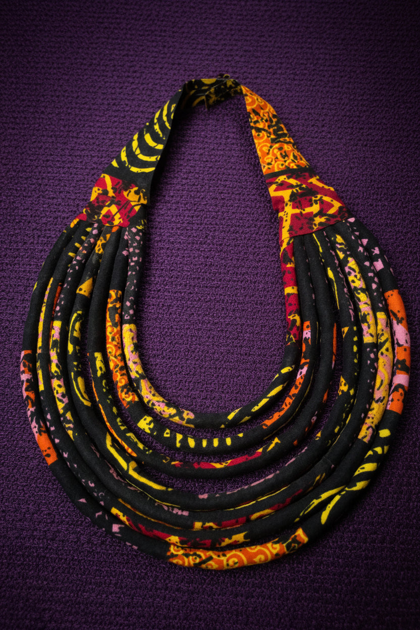 African Fabric Hanging Necklace
